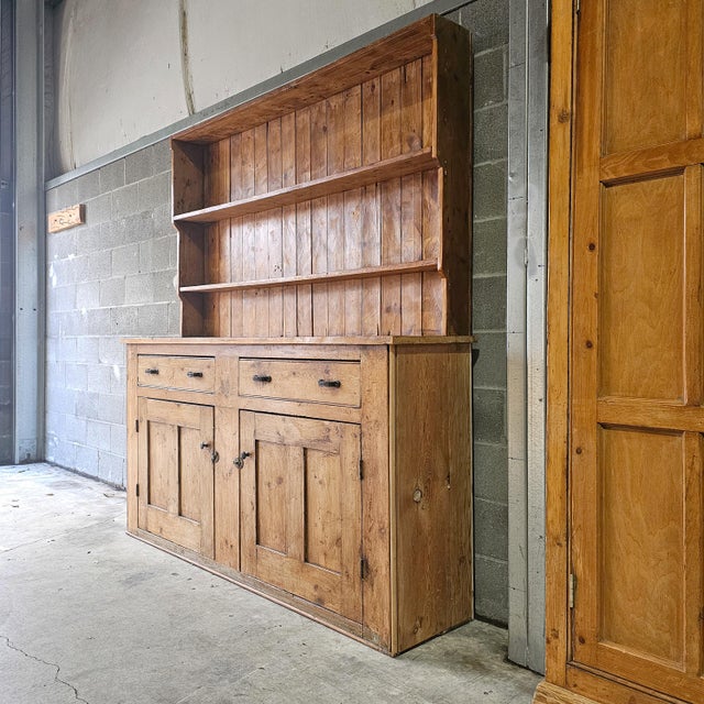 Late 19th Century Antique English Pine Kitchen Hutch or Dresser - Circa 1890 For Sale - Image 5 of 12