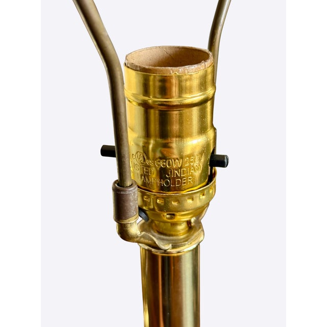 Brass Vintage Pair Brass Chinoiserie Table Lamps-Hollywood Regency-Asian-Engraved For Sale - Image 8 of 10