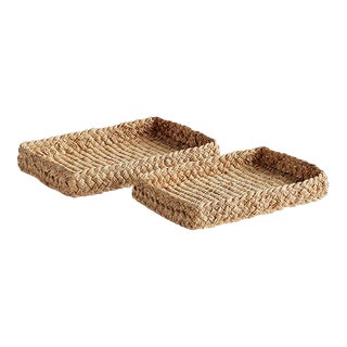 Abaca French Braided Square Trays, Set Of 2 For Sale