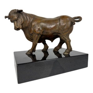 Solid Bronze Bull on Marble Base