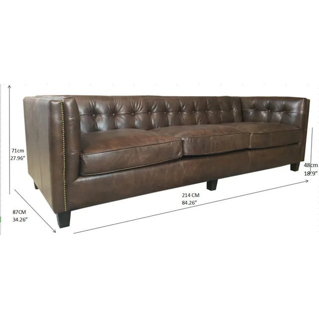 English Lancaster Distressed Whiskey Leather Sofa For Sale - Image 3 of 3