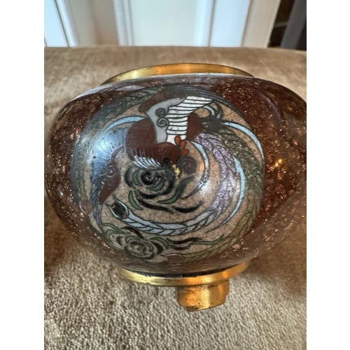 Antique Late Meiji Period Japanese Cloisonne Enamel and Brass Censor or Koro For Sale In Minneapolis - Image 6 of 11