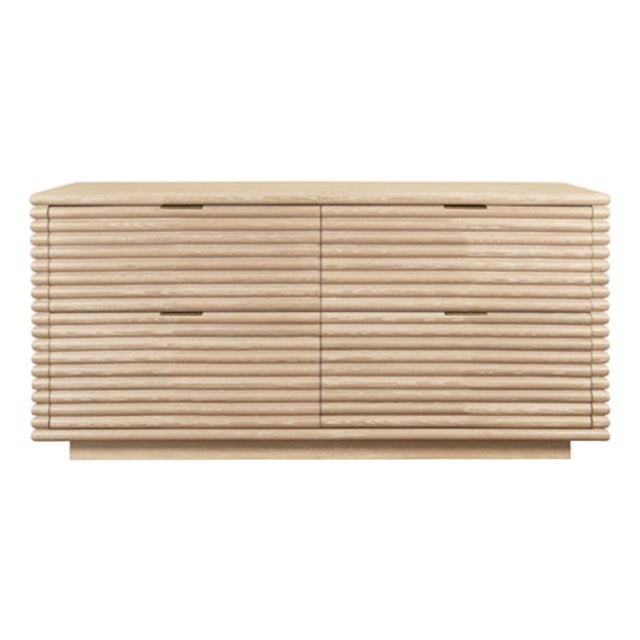 Matthew Izzo Home Ranger Cerused Oak Four Drawer Chest With Antique Brass Accents For Sale