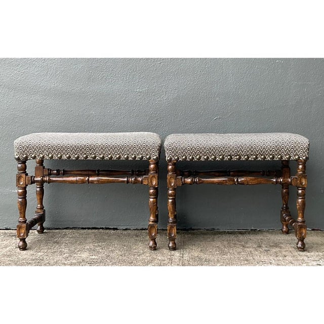 Vintage Lewis Mittman Nailhead Low Stools - A Pair For Sale - Image 12 of 12