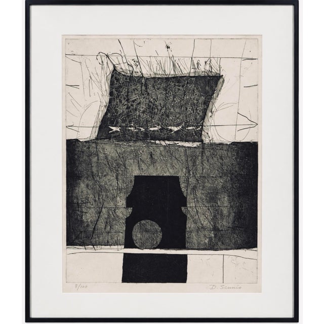 Mid-Century Black & White Geometric Abstract Painting, by Artist Scunio, 31.25” H X 24.25” W For Sale - Image 12 of 12
