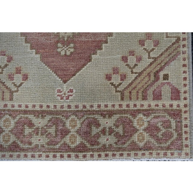 Early 21st Century Oriental Hand Knotted Vintage Turkish Mini Rug 1'6" x 3' For Sale - Image 5 of 6