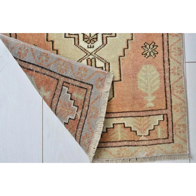 Bohemian Orange Wool Door Rug For Sale - Image 5 of 6
