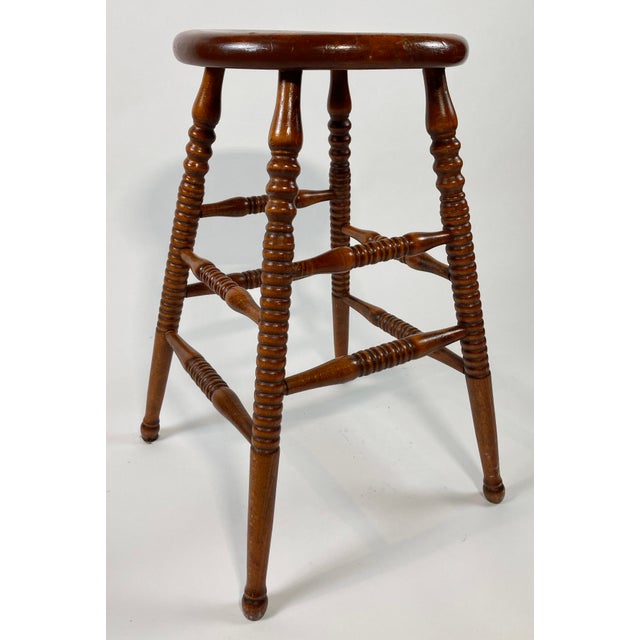 Turned Wood Mahogany Bar Stool Chairish