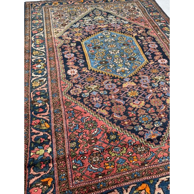 Vintage Bidjar Shifting Dyes with Lemon Sky Blue Rug 4.7 x 6.2 For Sale - Image 9 of 14