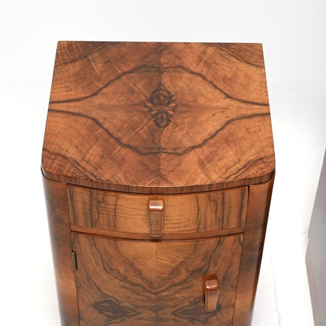 Art Deco Walnut Bedside Tables, 1930, Set of 2 For Sale - Image 6 of 11