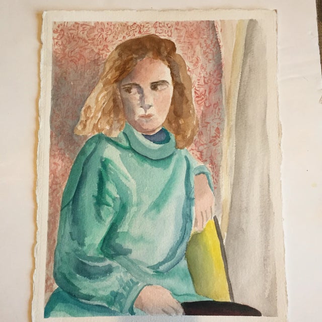 Original Female Portrait Watercolor Painting For Sale In Philadelphia - Image 6 of 6