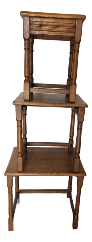 Antique Spanish Style Nesting Tables Solid Oak