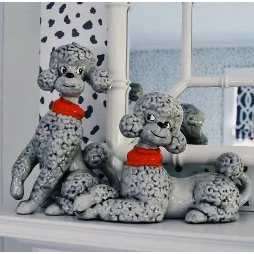 Mid Century Ceramic Poodle Figurines, Set of Two For Sale - Image 10 of 11