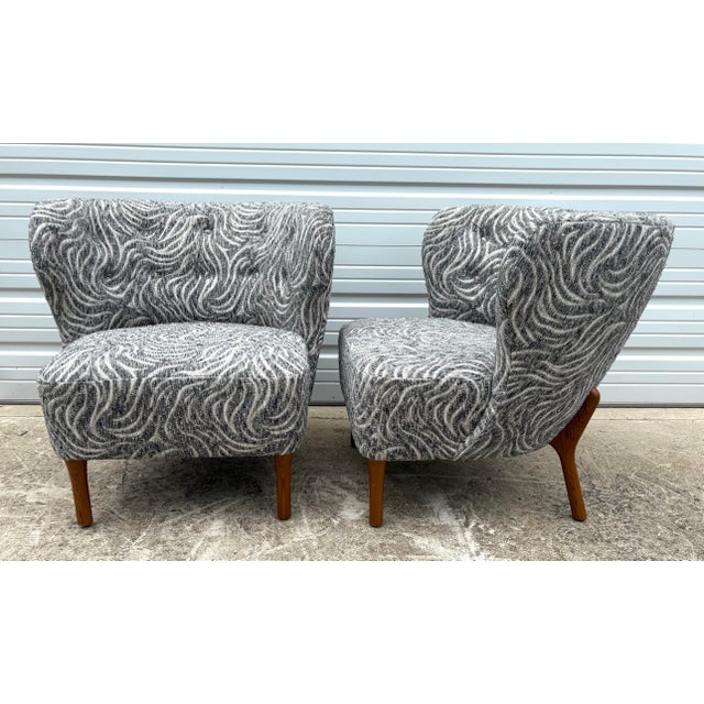 Mid-Century Modern Newly Upholstered Club Chairs After Geo Ponti For Sale - Image 4 of 12