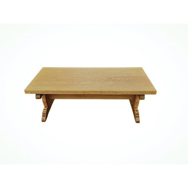 Rectangle Oak Trestle Coffee Table, 1970s For Sale - Image 14 of 15