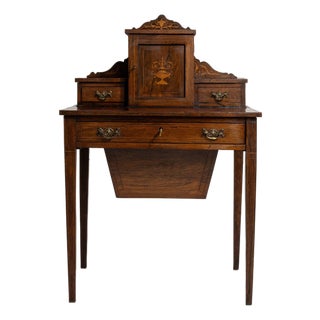 19th Century France Victorian Brown Wood Writing Desk For Sale