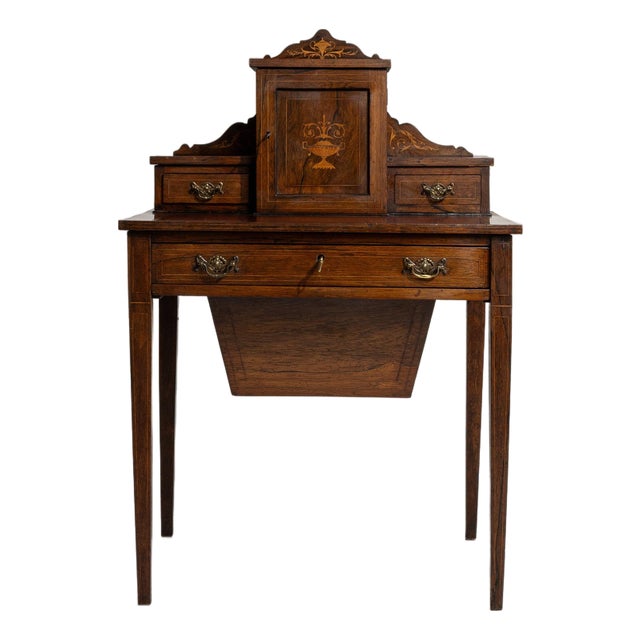 19th Century France Victorian Brown Wood Writing Desk For Sale