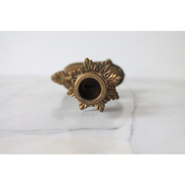 Vintage Victorian-Style Brass Griffin Candlestick Holder For Sale - Image 9 of 10