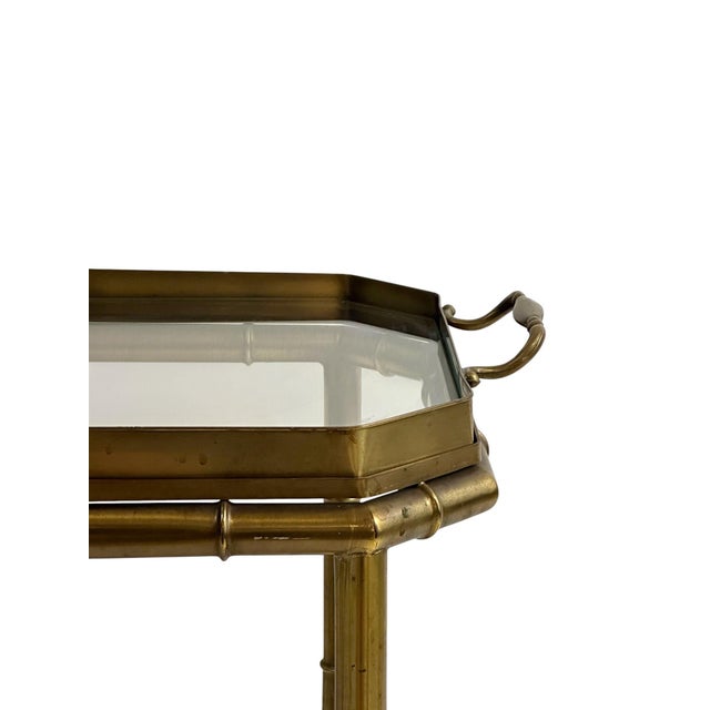 Mid 20th Century Mid 20th Century Brass Hollywood Regency Faux Bamboo Tray Table For Sale - Image 5 of 14