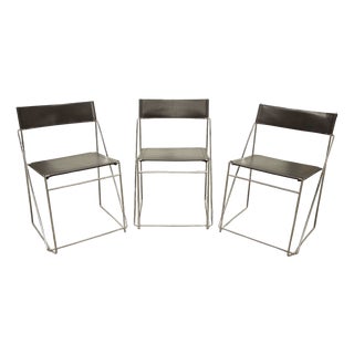Minimalist X Line Chairs by Niels Jørgen Haugesen for Hybodan, 1970s, Set of 3 For Sale