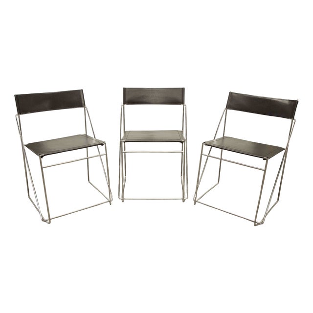 Minimalist X Line Chairs by Niels Jørgen Haugesen for Hybodan, 1970s, Set of 3 For Sale