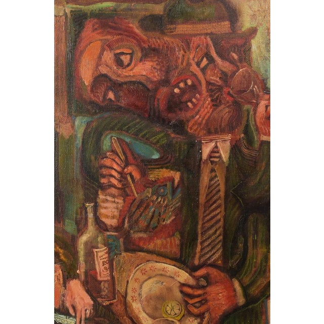 Couple Having Lunch, 1972, Oil on Canvas, Framed For Sale - Image 4 of 13