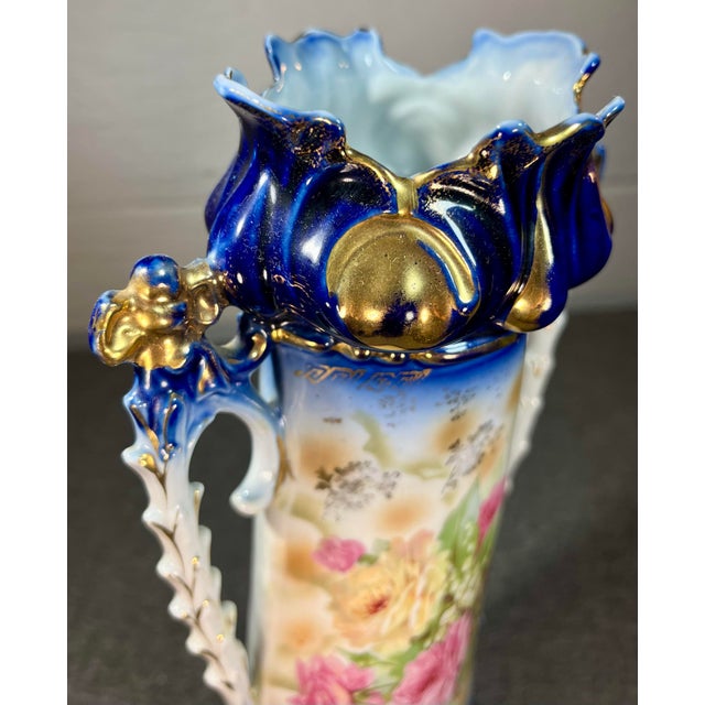 Fine Antique German Porcelain Hand Painted Handled Vase For Sale In Orlando - Image 6 of 9