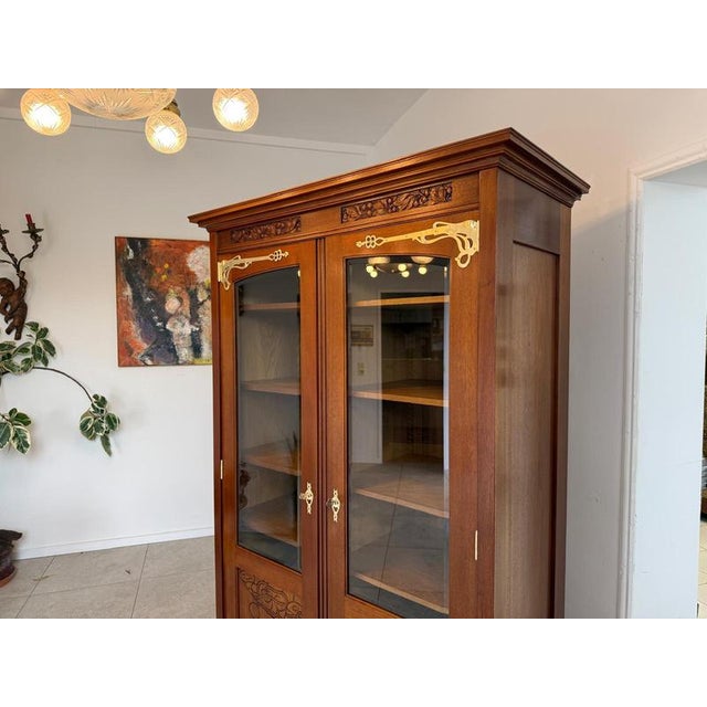 1920s Antique Art Nouveau Glass Display Cabinet, 1920s For Sale - Image 5 of 18