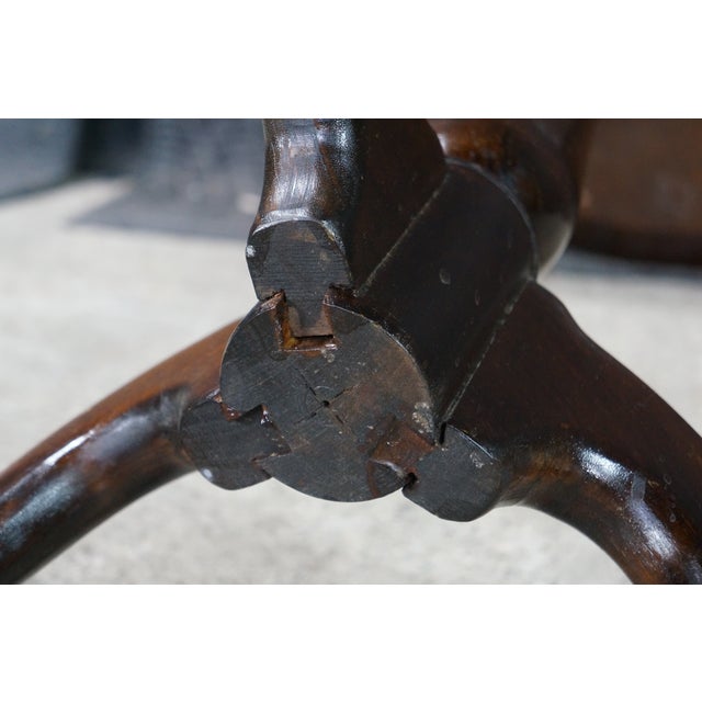 Antique Georgian Style Round Mahogany Tripod Base Candle Stand Wine Side Table For Sale - Image 15 of 18