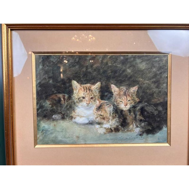 Watercolor and gouache, Cats, Eugène Louis Lambert (1825–1900), 19th century This piece has an attribution mark, I am sure...