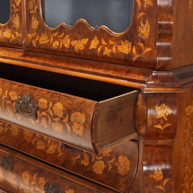 Large Dutch Display Cabinet in Walnut and Walnut Burl For Sale - Image 8 of 14