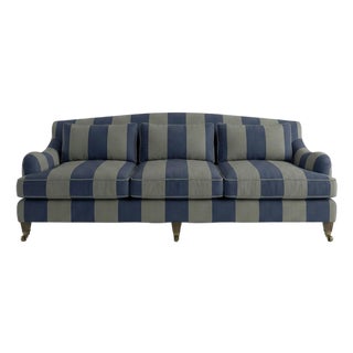 Sophie Conran Felix 4 Seater Sofa in Woodland Navy/Olive Wide Stripes For Sale