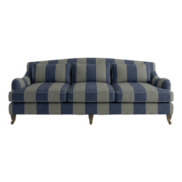Sophie Conran Felix 4 Seater Sofa in Woodland Navy/Olive Wide Stripes For Sale