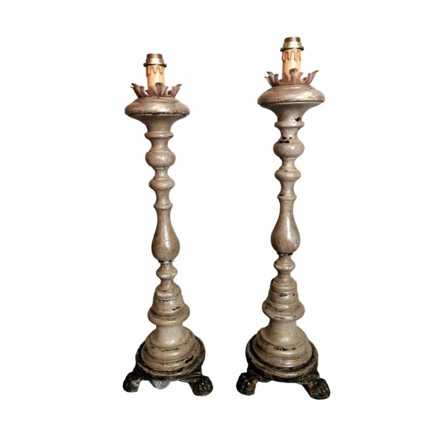 Italian Wooden Church Candlesticks, 1830, Set of 2 For Sale - Image 13 of 13