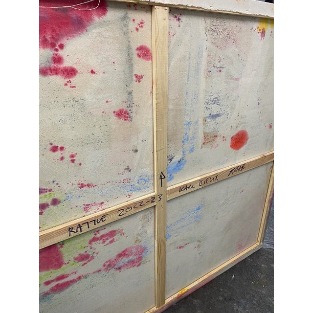 Contemporary Abstract Oil and Paper on Canvas Painting "Rattle" by Karl Bielik For Sale - Image 4 of 7