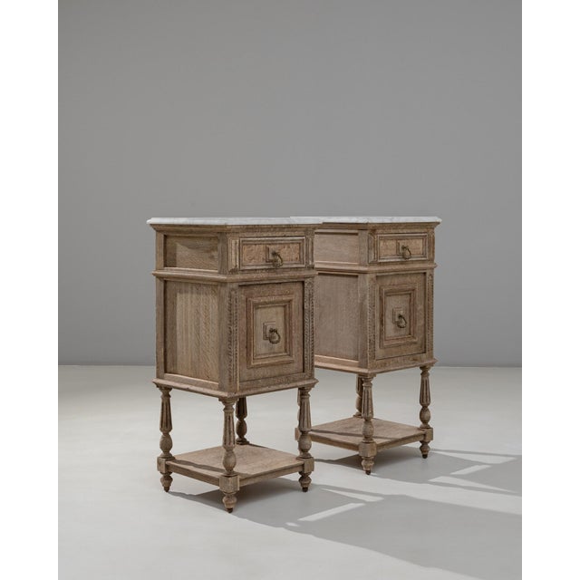 1890s French Louis XVI Bedside Tables With Marble Tops - A Pair For Sale - Image 9 of 18