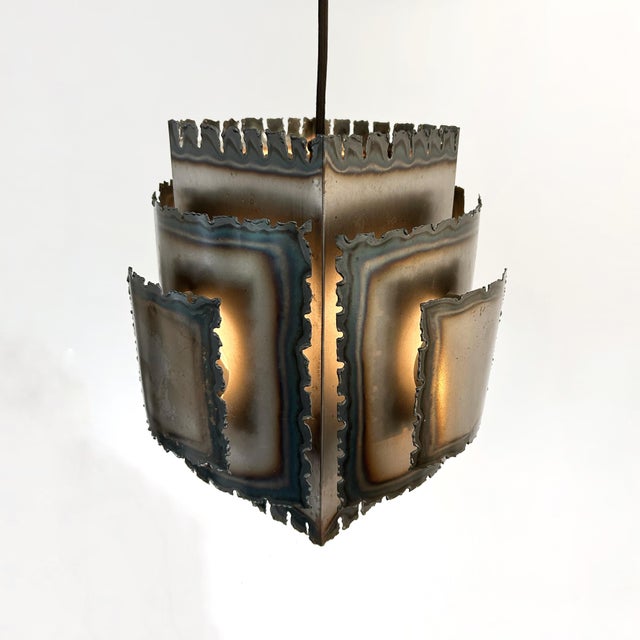 Pendant Lamp in Flame-Cut Steel attributed to Svend Aage Holm Sørensen, Denmark, 1960s For Sale - Image 9 of 14