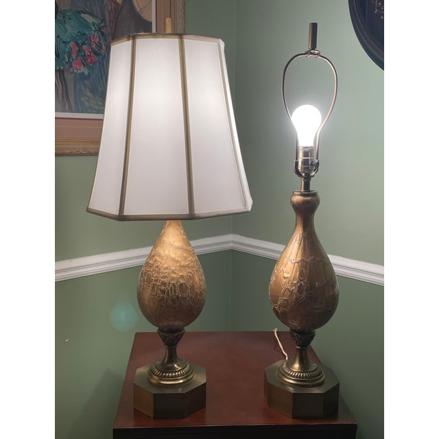 Brown Vintage Mid-Century Modern Crackled "Genie Bottle" or "Moorish" Style. - a Pair For Sale - Image 8 of 16