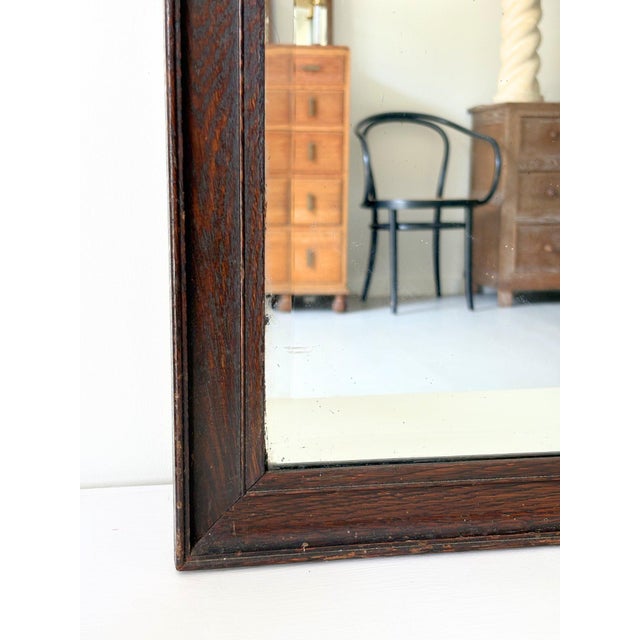 Wood Antique Oak Mirror with Lightly Foxed Plate For Sale - Image 7 of 10