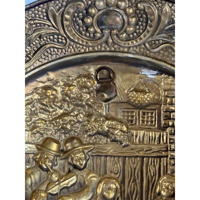 Metal Pair of Early 20th Century English Embossed Brass Decorative Platter – Peerage For Sale - Image 7 of 8