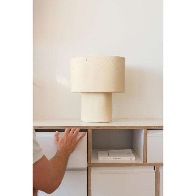Beige Medium Table Lamp in Stoneware with Drops Effect Glaze by Lucas Huillet For Sale - Image 15 of 17