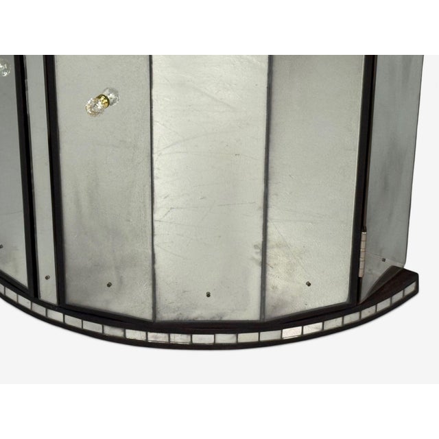 Hollywood Regency Style, Distressed Glass, Mirrored Demilune Cabinet For Sale - Image 9 of 12