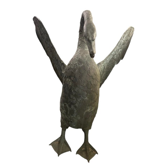 Large-Scale Verdigris Bronze Swan Garden Sculpture For Sale In West Palm - Image 6 of 12
