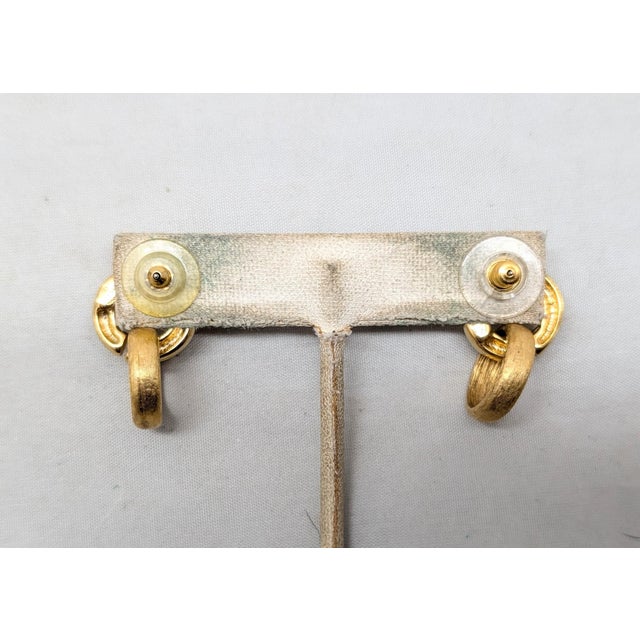 Gold Vintage 1980s Signed Givenchy Goldtone Loop Drop Pierced Earrings-2 Pieces For Sale - Image 8 of 9