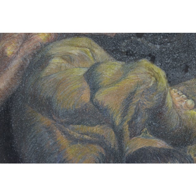 Paint Vintage 1924 Marcel Gromaire Mixed Media Chalk Pastel and Gouache Nudes Portrait Painting For Sale - Image 7 of 12