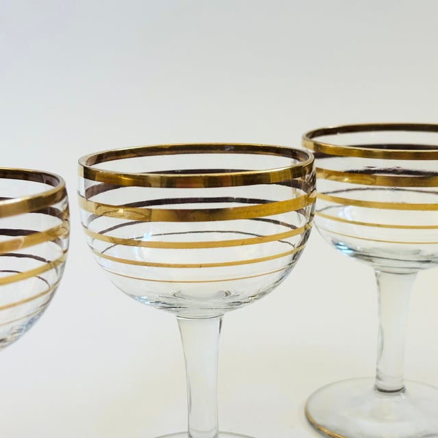Vintage Gold Striped Coupes - Set of 4 For Sale - Image 4 of 7