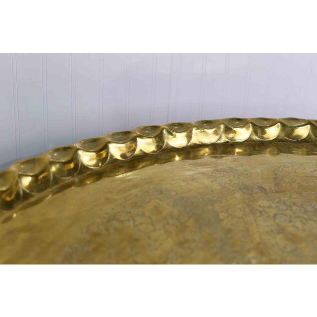 Coffee Mid Century Hammered Brass Tray Folding Coffee Table For Sale - Image 8 of 11