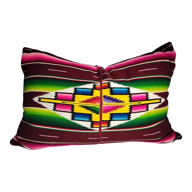 Mid 20th Century Mexican Serape Bolster Pillow For Sale