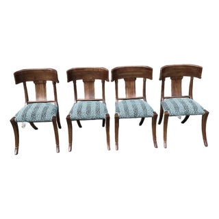 Klismos Style Dining Chairs With Upholstered Seats- Set of 4 For Sale