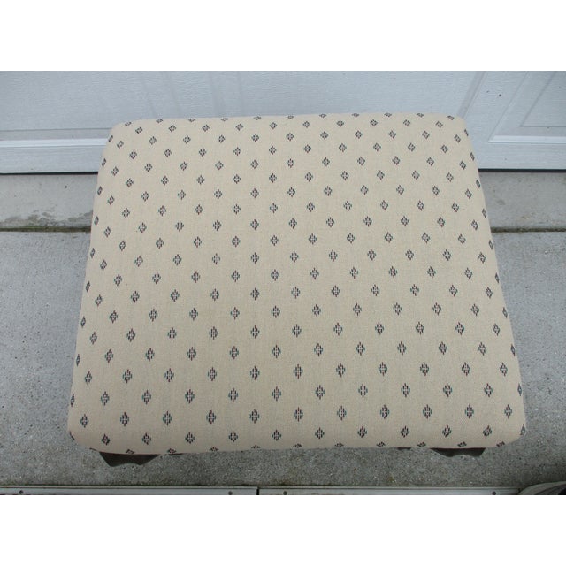 Hammary Furniture Tan Upholstered Bench Stool With Carved Apron For Sale - Image 9 of 12